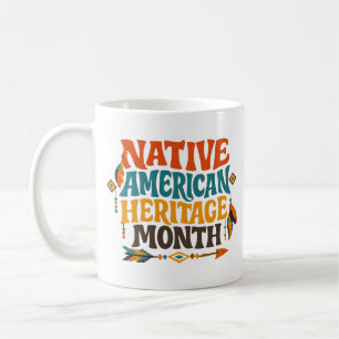 Caneca De Café Retro Groovy Mês da Herança Nativa Americana