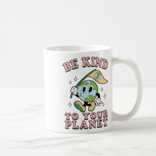 Caneca De Café Retro Groovy Seja gentil com seu planeta Terra Dia