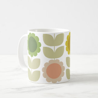 Caneca De Café Retro Groovy Summer Flowers Stems