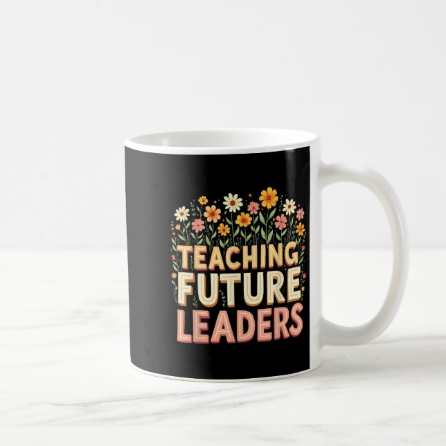 Caneca De Café Retro Groovy Teaching Future Leaders Tees Flower P (Direita)