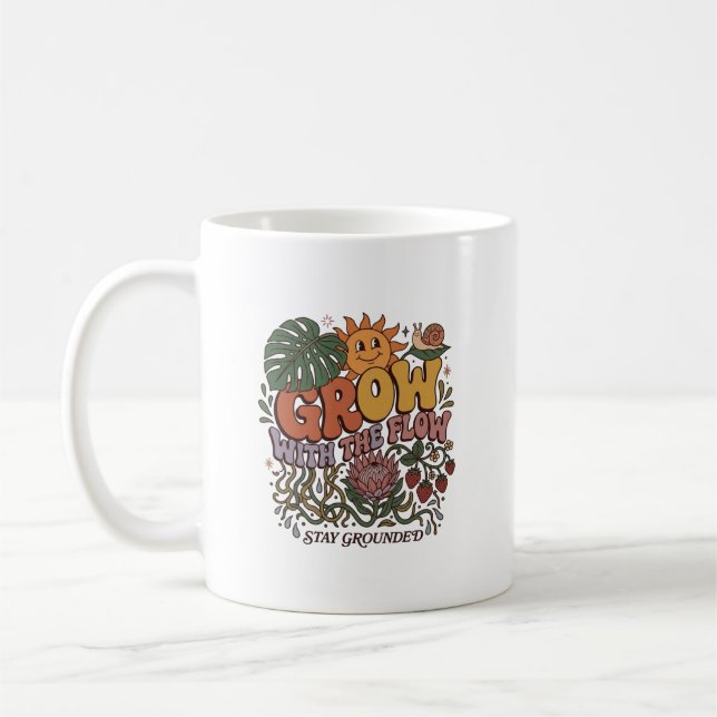 Caneca de Café Retro Grow With The Flow | Boho Bot (Esquerda)