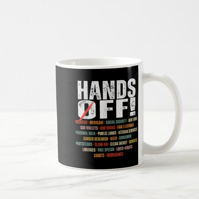 Caneca De Café Retro Hands Off Protest Public Lands Medicare Patr (Direita)