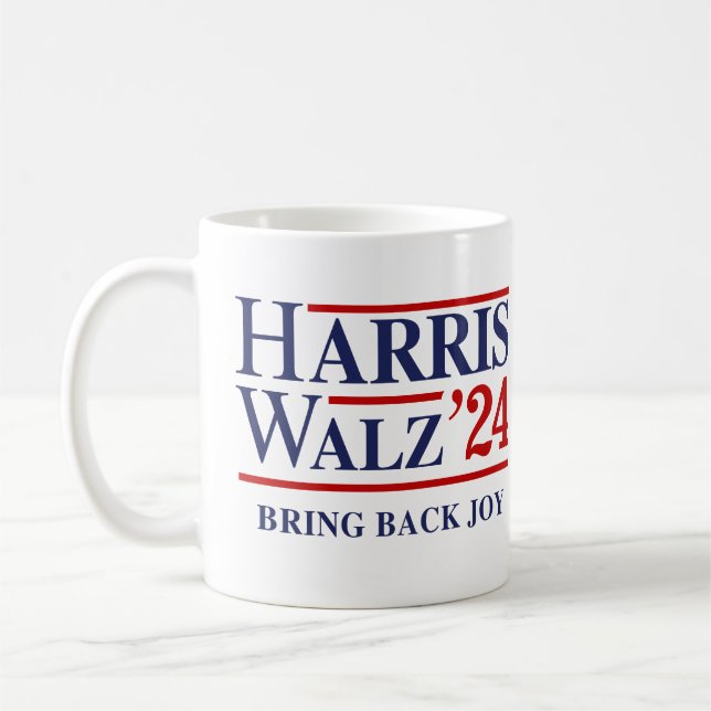 Caneca De Café Retro Harris Walz 24 - Traga alegria (Esquerda)