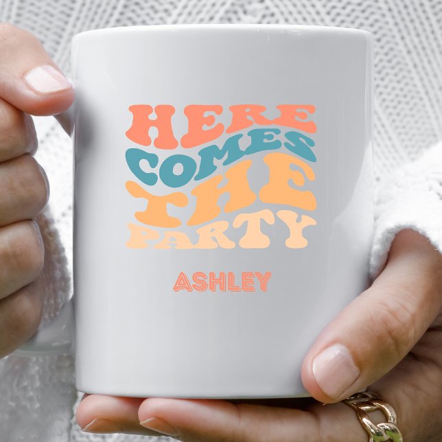 Caneca de Café Retro Here Comes the Party de Despe (Criador carregado)