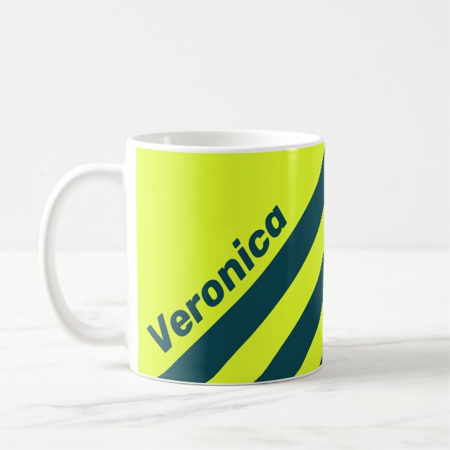 Caneca De Café Retro HI VIS Yellow Three Stripes with Name (Esquerda)