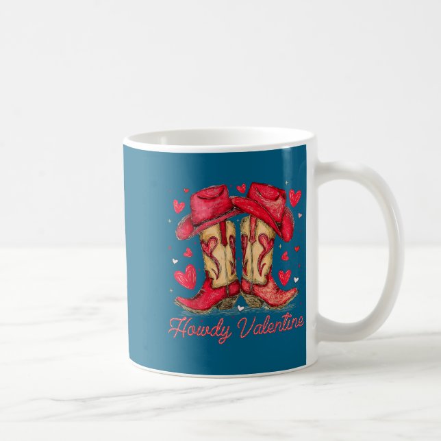 Caneca De Café Retro Howdy Valentine Cowboy Boots Western Valenti (Direita)