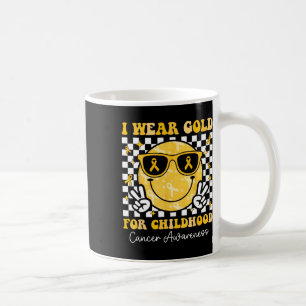 Caneca De Café Retro I Veste Dourado Para A Consciência Do Cancer