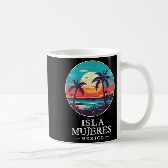 Caneca De Café Retro Isla Mujeres Mexico Beach Sunset Souvenir Me (Direita)