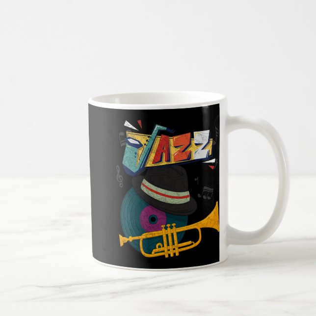 Caneca De Café Retro Jazz Trumpets Funny Player Music Festival Ne (Direita)