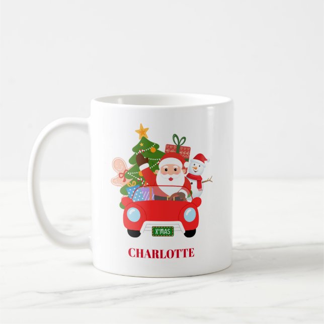 Caneca De Café Retro Jingle e Mingle Natal Papai Noel Vermelho (Esquerda)
