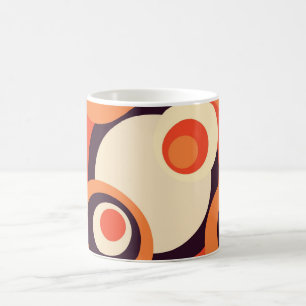 Caneca De Café Retro Laranja e Anos 50 castanho Abstrato Art 2