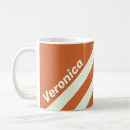 Caneca De Café Retro Laranja Três Listras com Nome