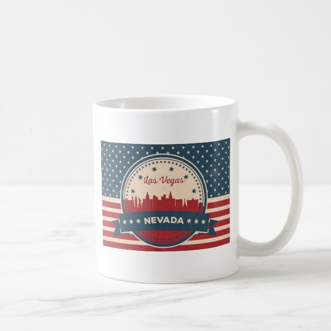 Caneca De Café Retro Las Vegas Skyline (Direita)