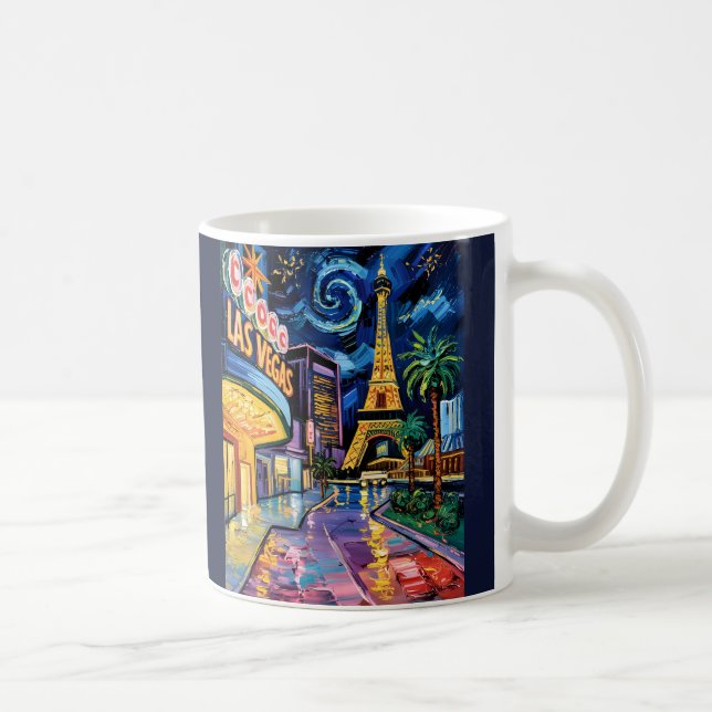 Caneca De Café Retro Las Vegas Van Gogh Style Casino Night City (Direita)