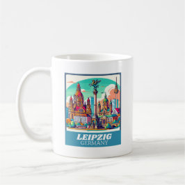 Caneca De Café Retro Leipzig Skyline
