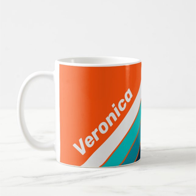 Caneca De Café Retro Lifeguard Stripes with Name (Esquerda)