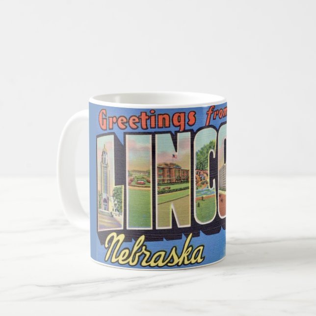 Caneca De Café Retro Lincoln Nebraska Saudando Mug (Frente Esquerda)