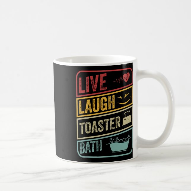 Caneca De Café Retro Live Laugh Toaster Bath Skeleton Funny Hallo (Direita)
