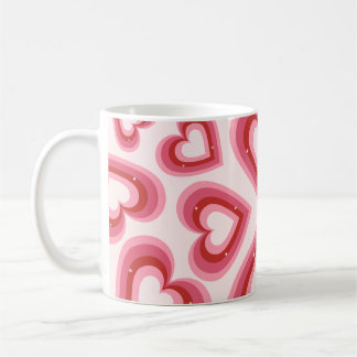 Caneca De Café Retro Love Hearts Pattern mug 
