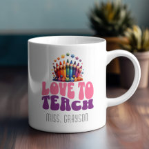 Retro 'Love to Teach' Crayon Design Nome do profes