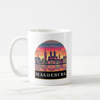 Caneca De Café Retro Magdeburg Skyline