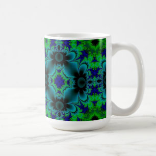 Caneca De Café Retro margarida - Deco de espécie em verde azul