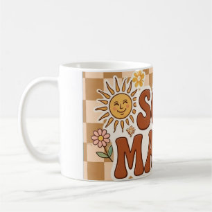 Caneca De Café Retro Marrom Xadrez Fundo Macio da Mamãe PNG - B