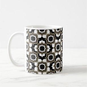 Caneca De Café Retro Mediterrâneo Preto Cinza Branco