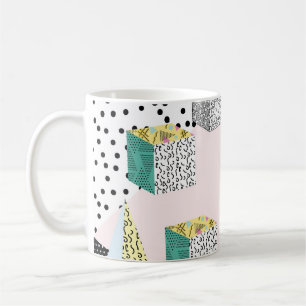 Caneca De Café Retro Memphis: Padrão do Hipster 80s-90s.