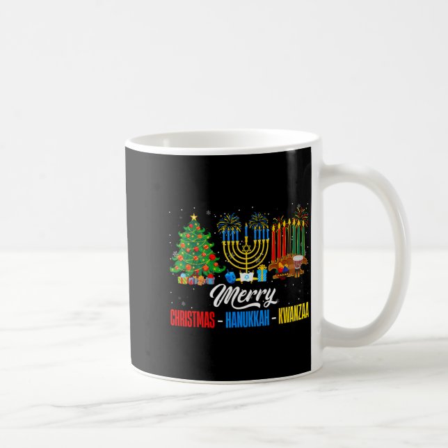 Caneca De Café Retro Merry Christmas Hanukkah Kwanzaa Happy Holid (Direita)