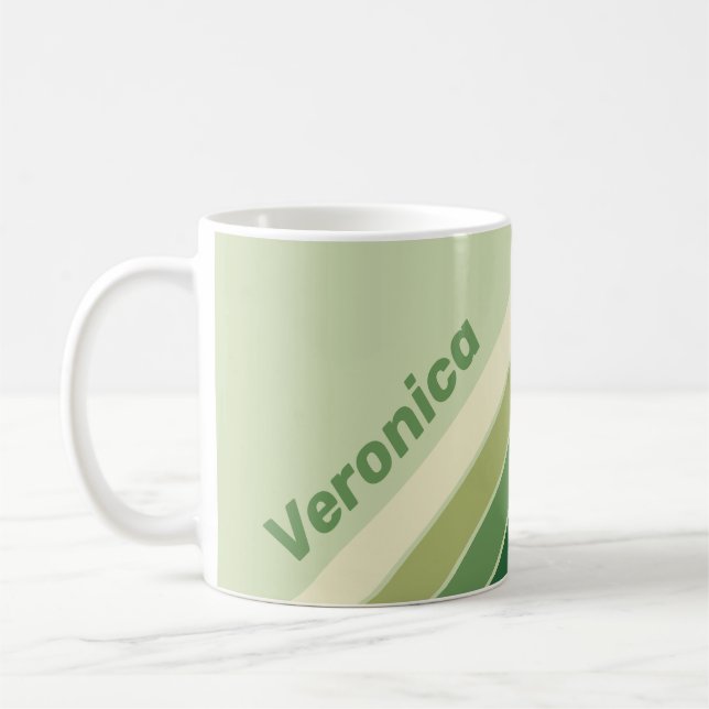 Caneca De Café Retro Moss Rainbow Stripes with Name (Esquerda)