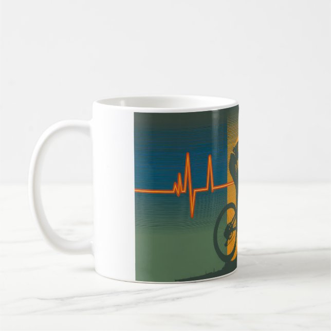 Caneca De Café Retro Mountain Biker Heartbeat (Esquerda)