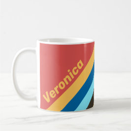 Caneca De Café Retro Murmur Stripes with Name