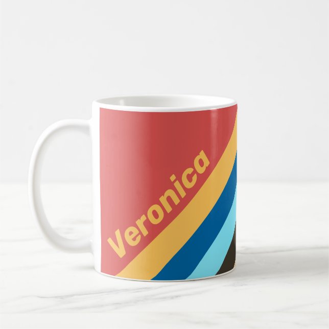 Caneca De Café Retro Murmur Stripes with Name (Esquerda)