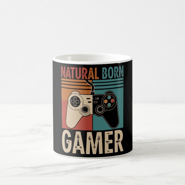 Caneca De Café Retro Natural Born Gamer Funny (Centro)