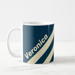 Caneca De Café Retro Navy Fade Three Stripes with Name