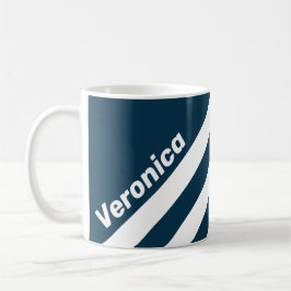 Caneca De Café Retro Navy Three Stripes with Name