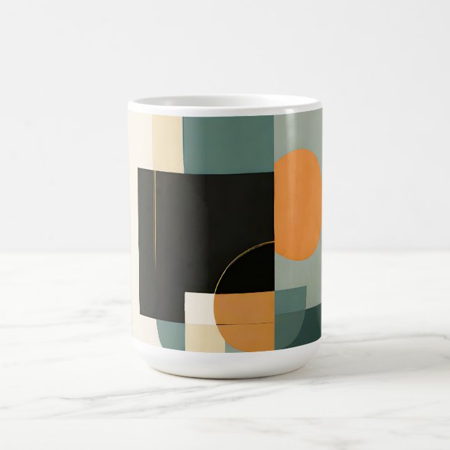 Caneca De Café Retro Negrito: Círculos de Abstrato e Retângulos (Centro)