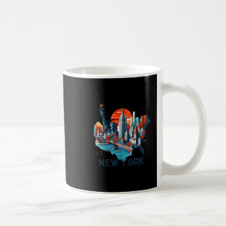 Caneca De Café Retro New York Skyline Silhouette 