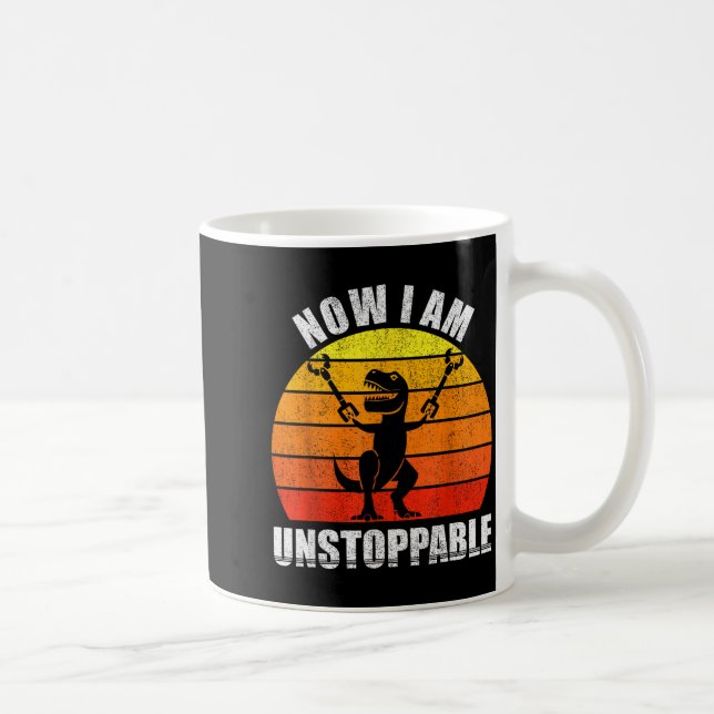 Caneca De Café Retro Now I Am Unstoppable Shirt Funny T-rex Vinta (Direita)