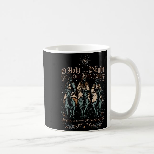 Caneca De Café Retro O Holy Night Our King Is Here Christian Reli (Direita)
