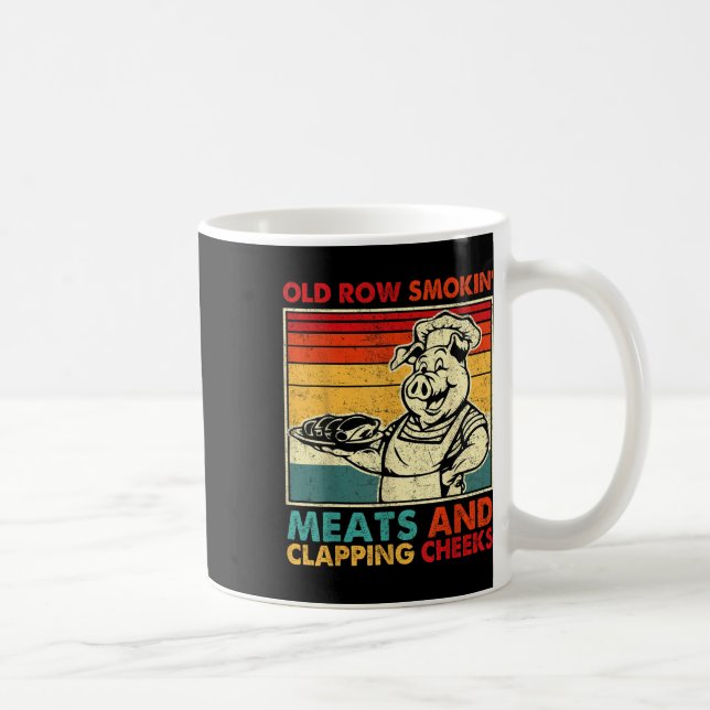 Caneca De Café Retro Old Row Defumando Carnes E Bofetadas Engraça (Direita)