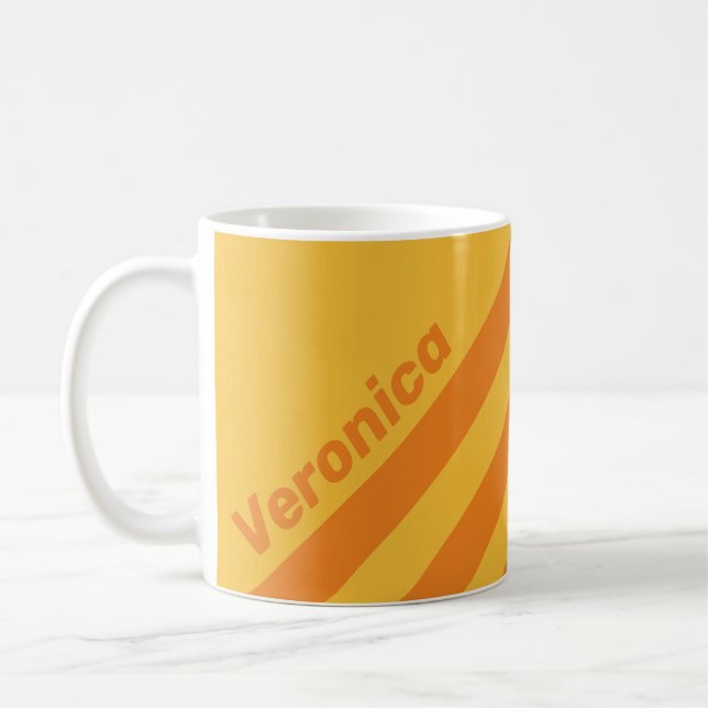 Caneca De Café Retro Orange Groove Three Stripes with Name (Esquerda)
