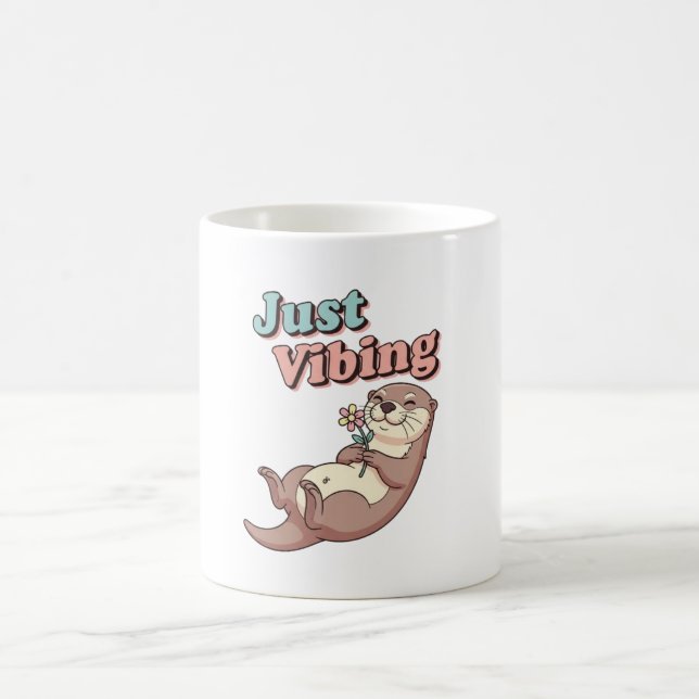 Caneca De Café Retro Otter Just Vibing White Mug (Centro)