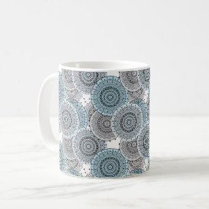Caneca De Café Retro, padrão retrô, azul e cinza, elegante