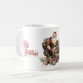 Caneca De Café Retro Papai Noel cavalga cavalos e bagas sagradas