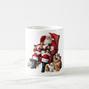 Caneca De Café retrô Papai Noel dos anos 90 com cachorros combina