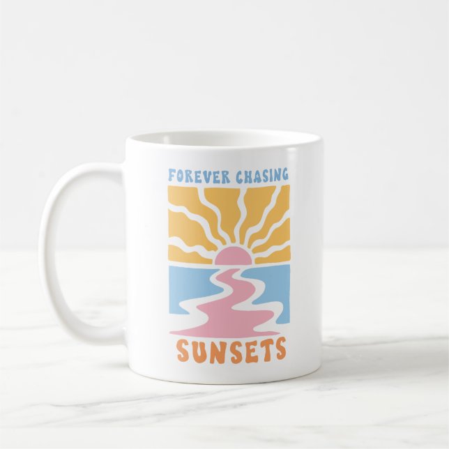 Caneca De Café Retro para Perseguir Pôrs do sol (Esquerda)