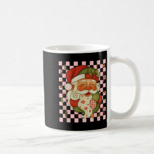 Caneca De Café Retro Patchwork Santa Claus Feliz de Natal