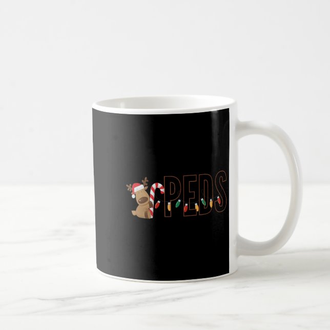 Caneca De Café Retro Pediatrics Christmas Lights Reindeer Peds Nu (Direita)